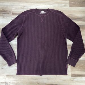 American Eagle Sweater Mens Large Burgundy Red Vintage Slim Fit Ribbed Crew Neck